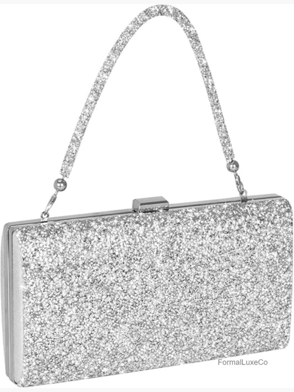 Rhinestone Evening Clutch Bag with Removable Chain, PU Leather